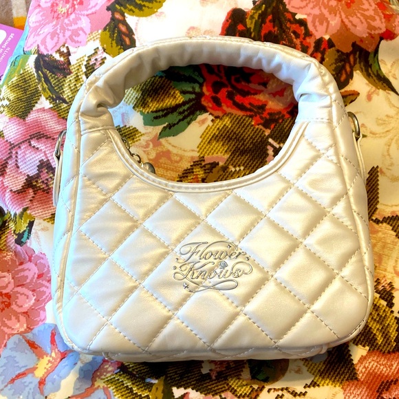 FLOWER KNOWS Iridescent White Quilted Mini Bag - Picture 1 of 6